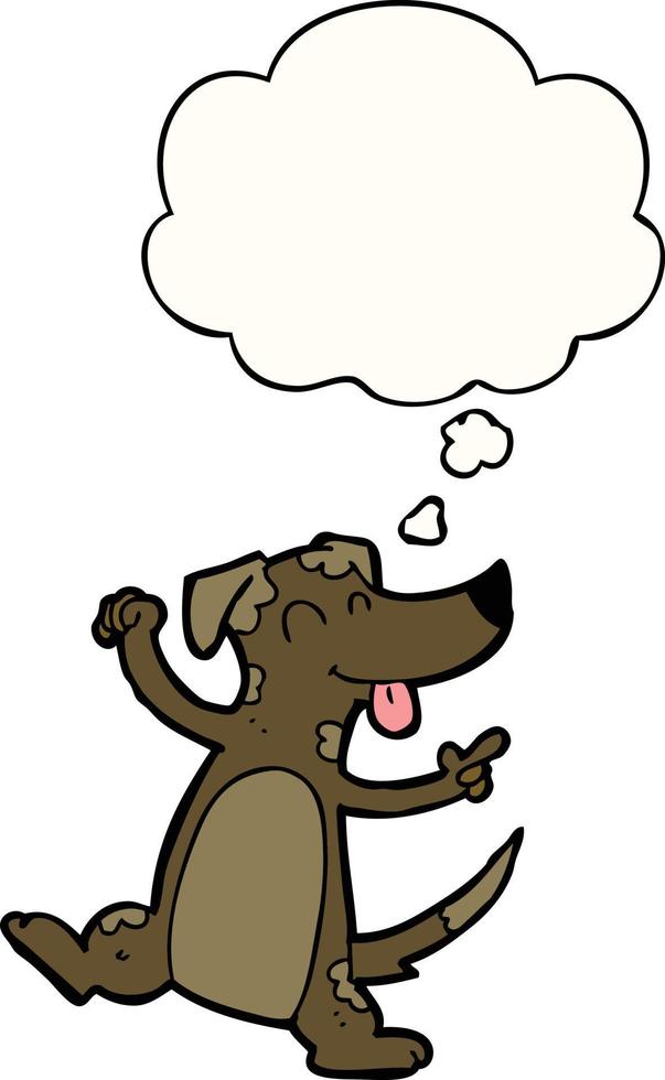 cartoon dancing dog and thought bubble vector