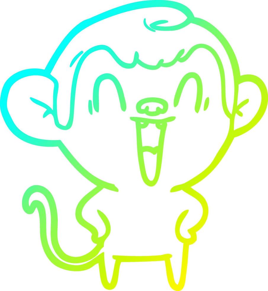 cold gradient line drawing cartoon laughing monkey vector