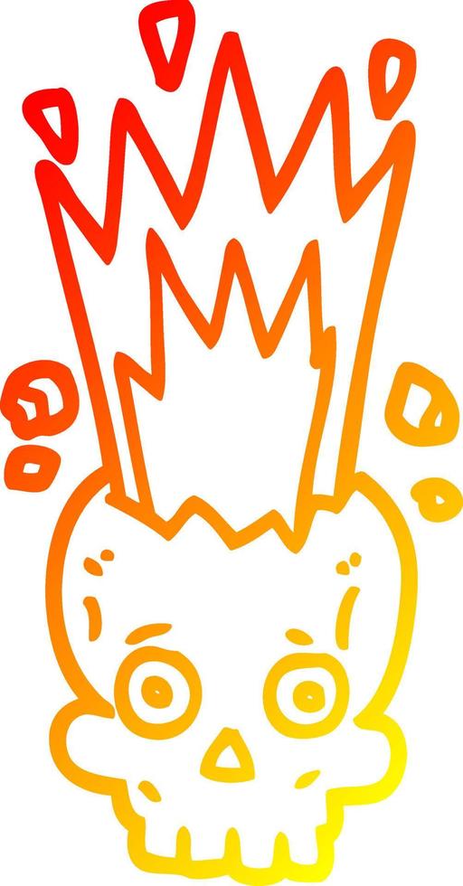 warm gradient line drawing cartoon exploding skull vector