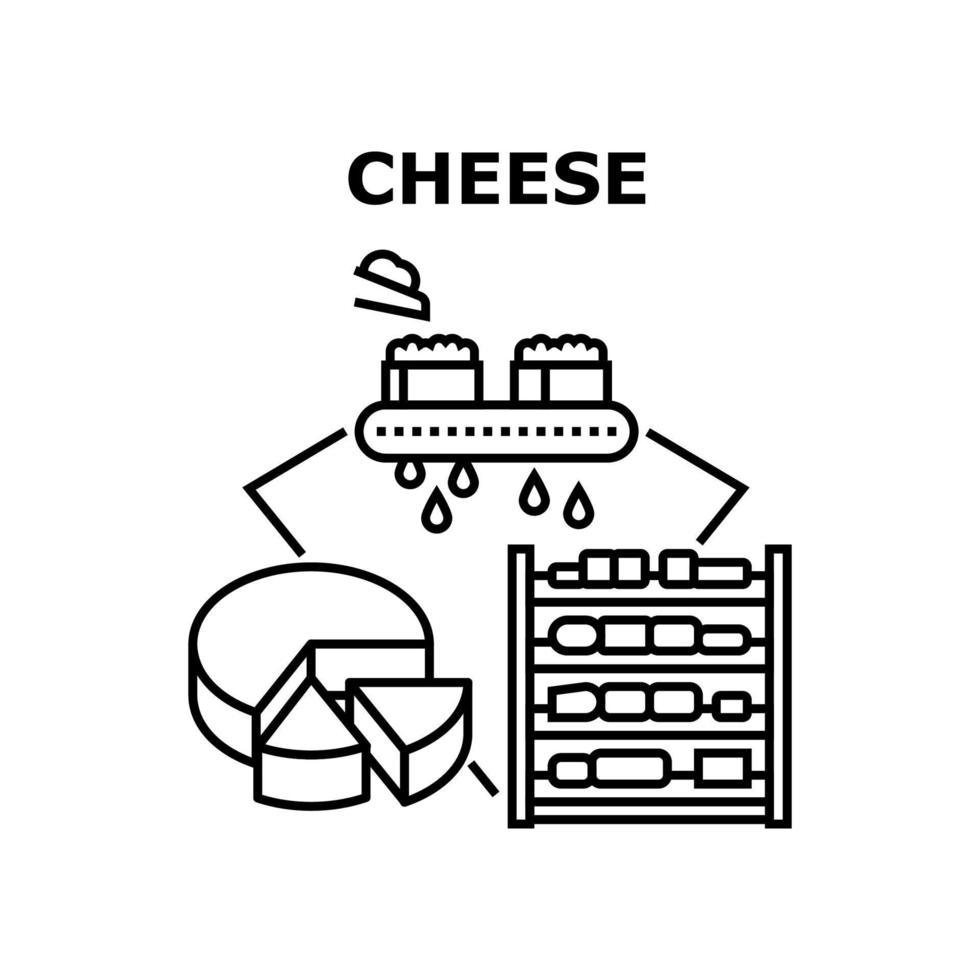 concepto de vector de comida de queso ilustración negra