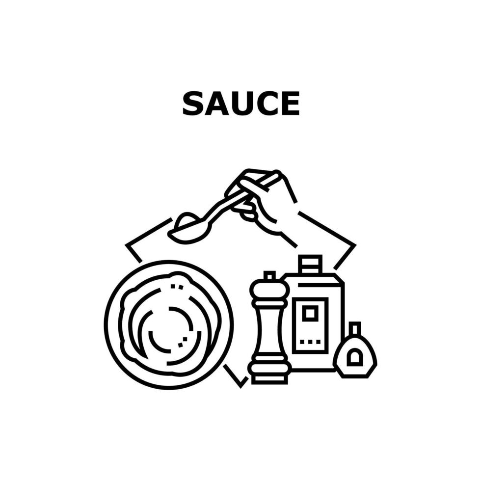 Sauce For Dish Vector Concept Black Illustration