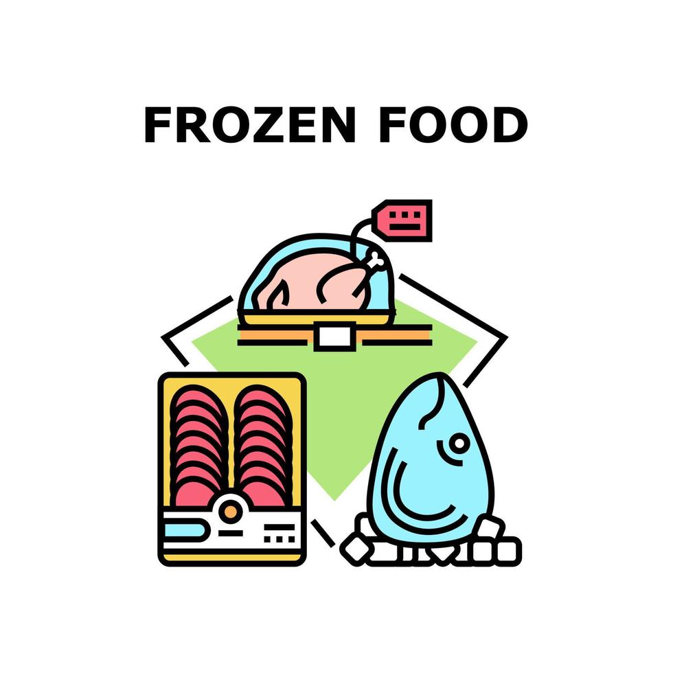 Frozen Food Vector Concept Color Illustration