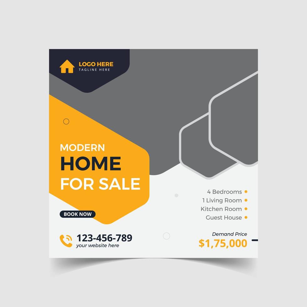 Real estate home sale social media post or banner template design vector