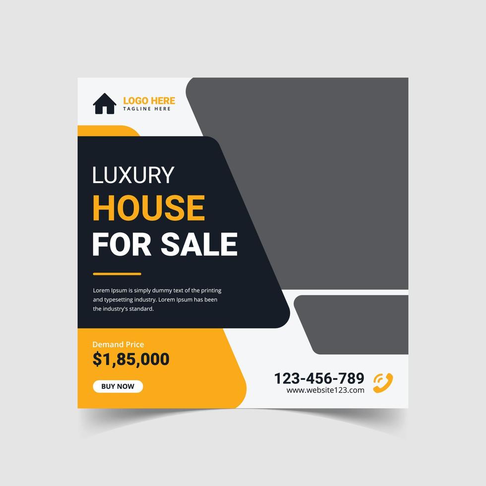 Real estate house property sale square post or web banner template vector