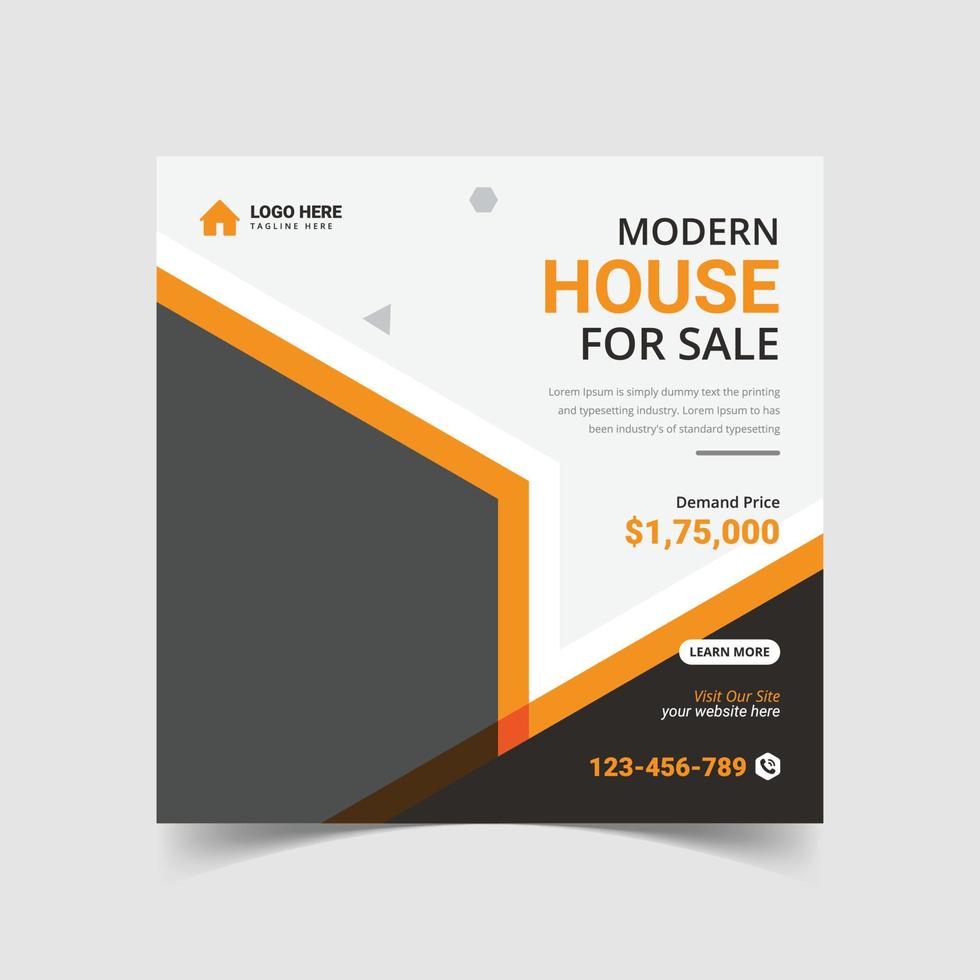 Real estate post design social media post vector template