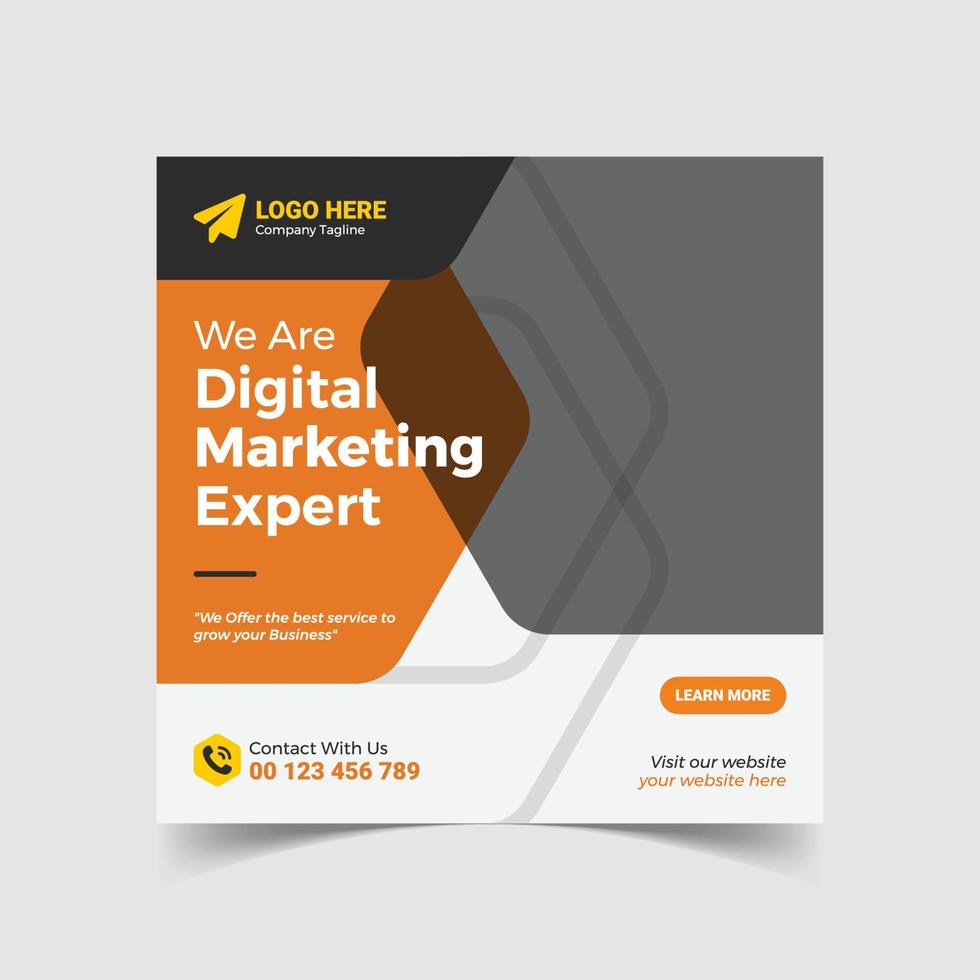 Corporate digital marketing agency social media post design template vector