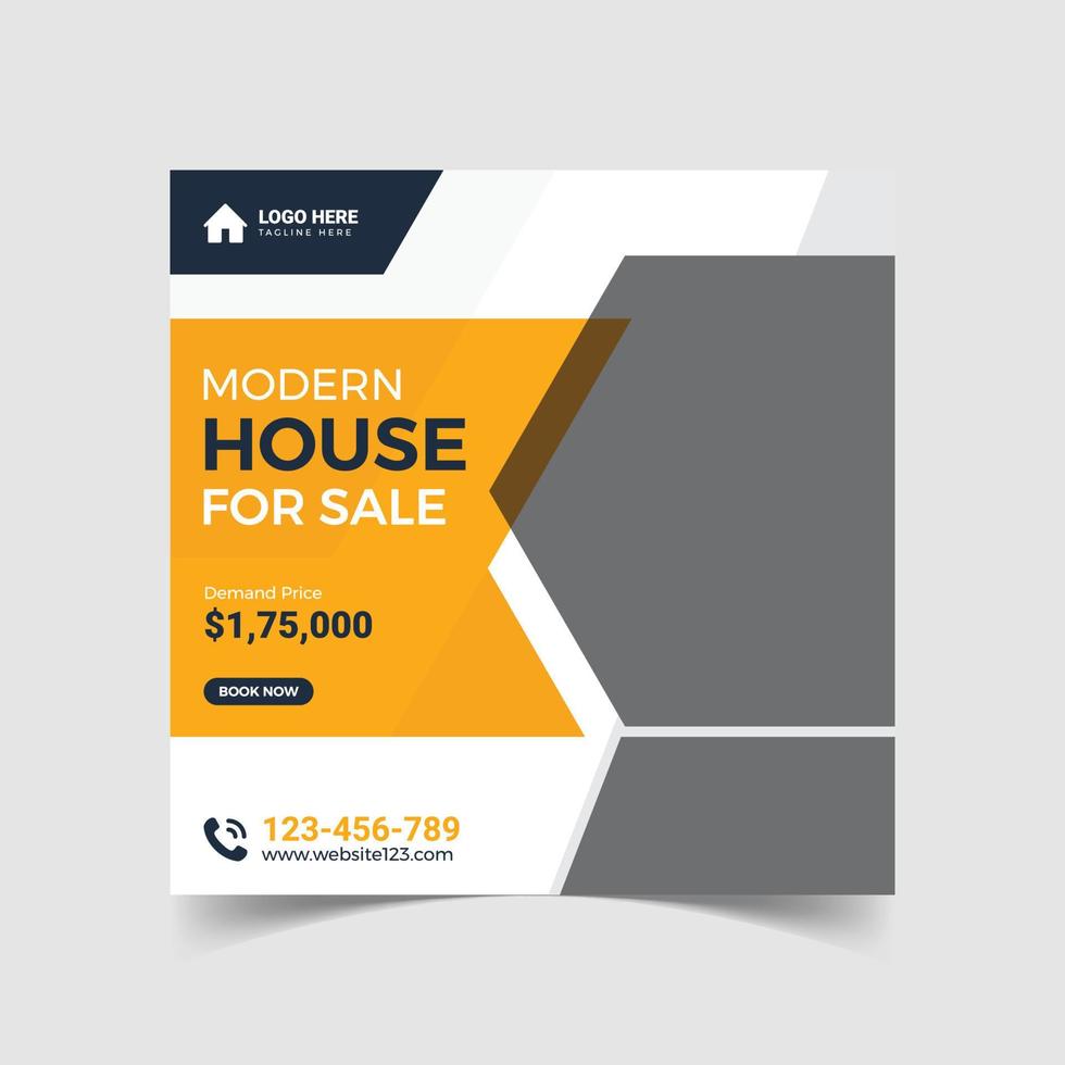 Real estate social media promotion post vector template design