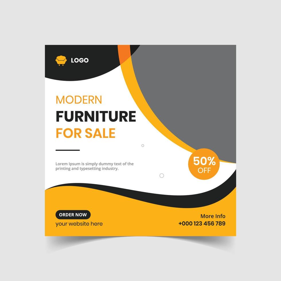 Furniture social media promotion post design template vector