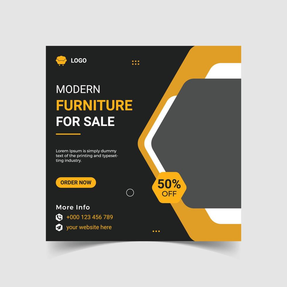 Furniture sale social media promotion post template design vector