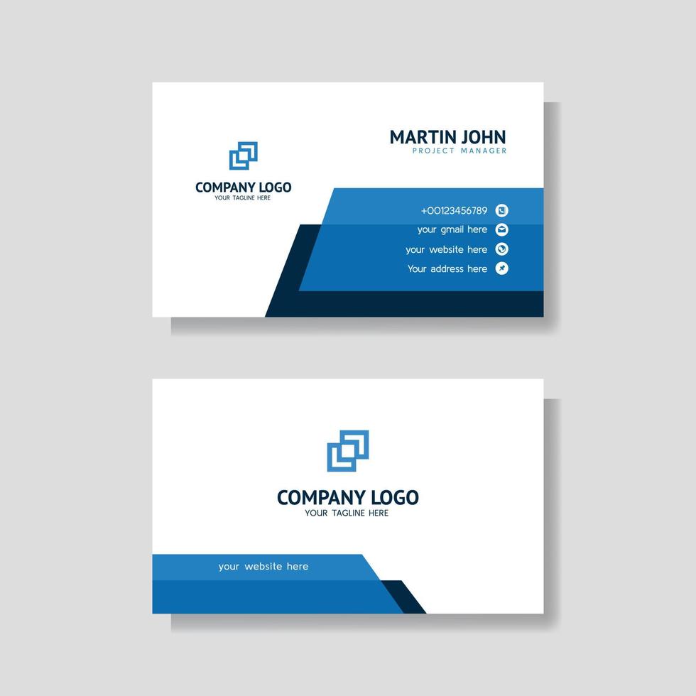 Blue Abstract Modern Minimal Business Card Design Vector Template