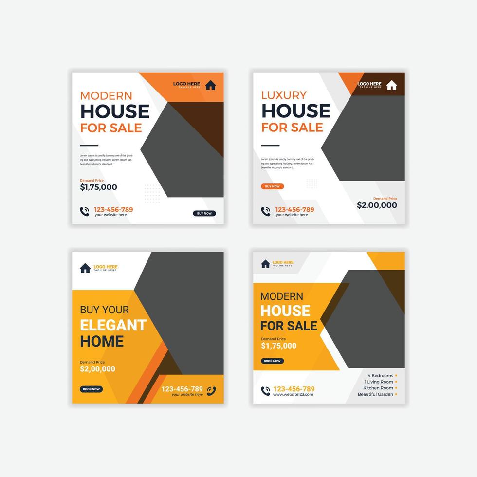 Real estate house property sale post design or social media promotion template vector