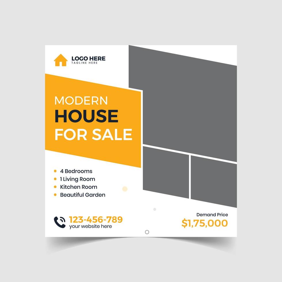 Corporate real estate social media promotion post design template vector