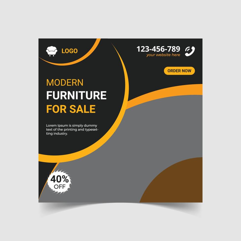 Furniture social media promotion post vector template design