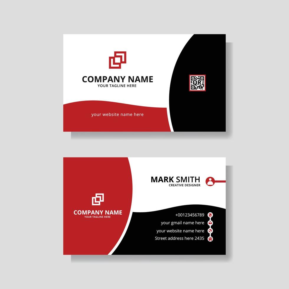 Red and Black Business Card, Modern Business Card Design Template, vector