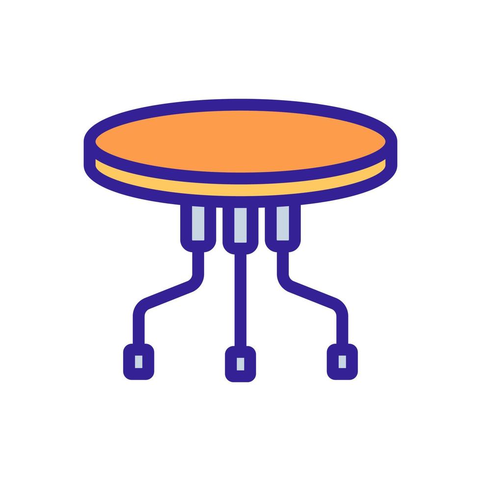 portable on casters round table with three pillars icon vector outline illustration