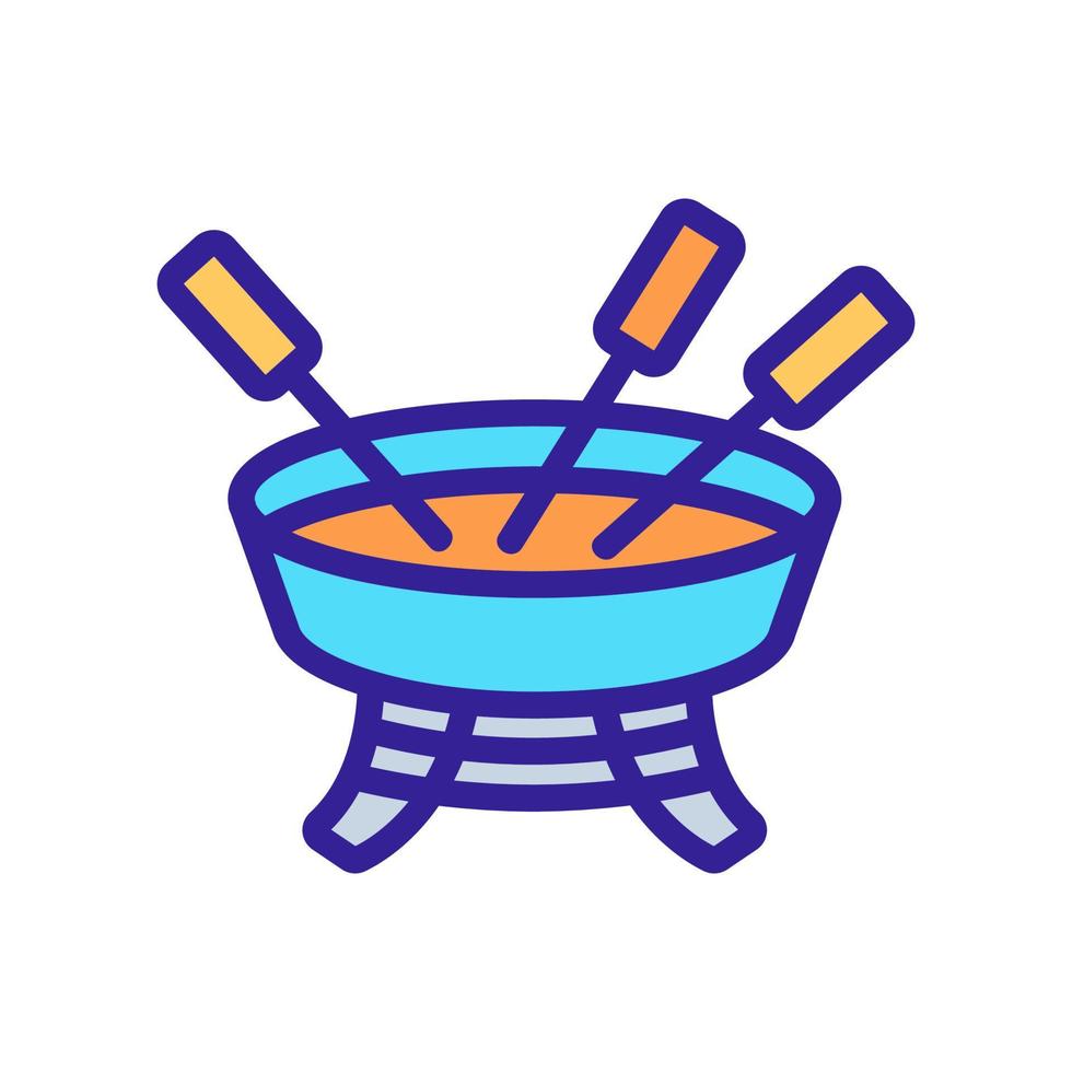 fondue con tenedores y pinchos icono vector ilustración de contorno