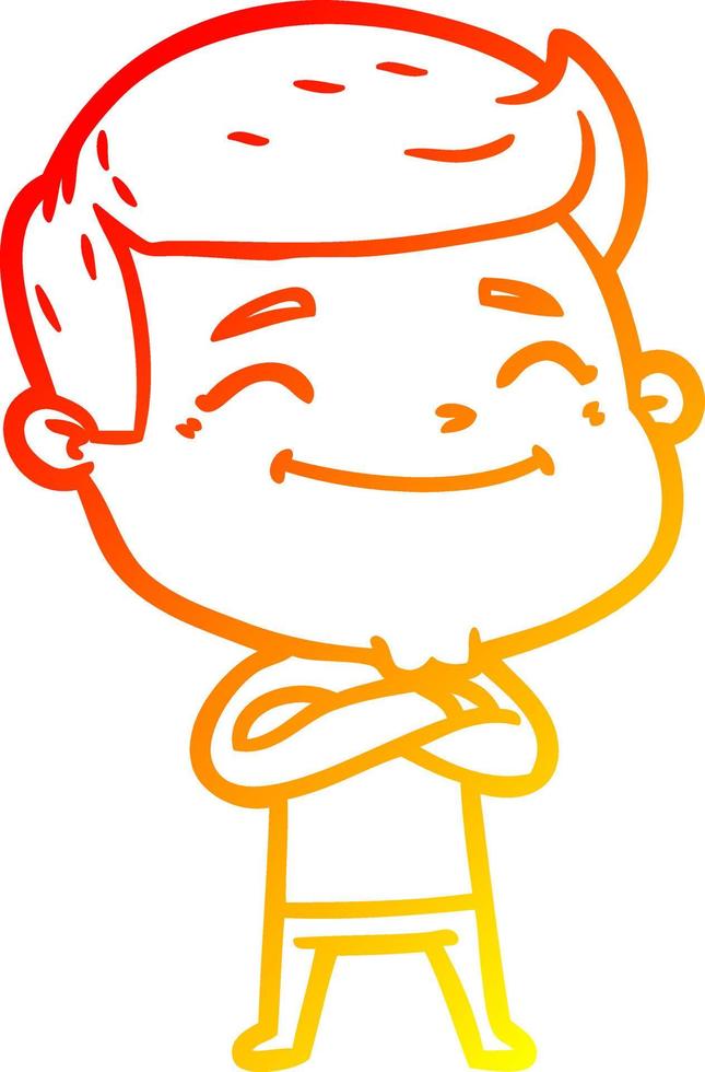 warm gradient line drawing happy cartoon man vector