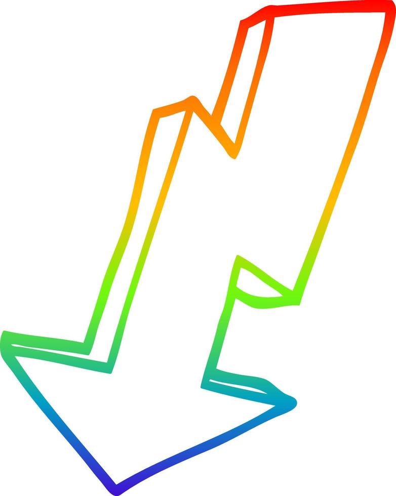 rainbow gradient line drawing cartoon lightning bolt vector
