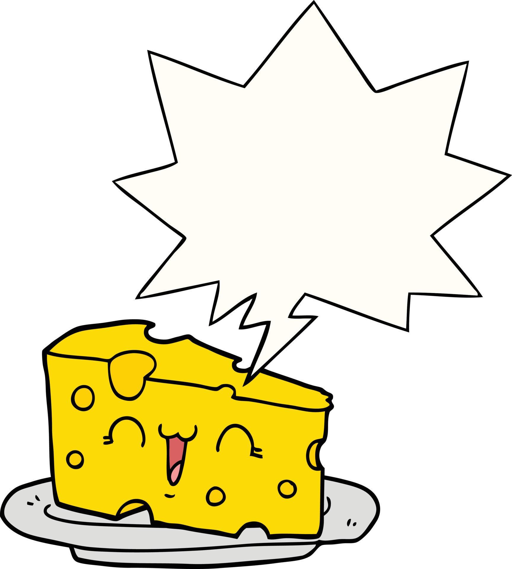 cute cartoon cheese and speech bubble 9947755 Vector Art at Vecteezy