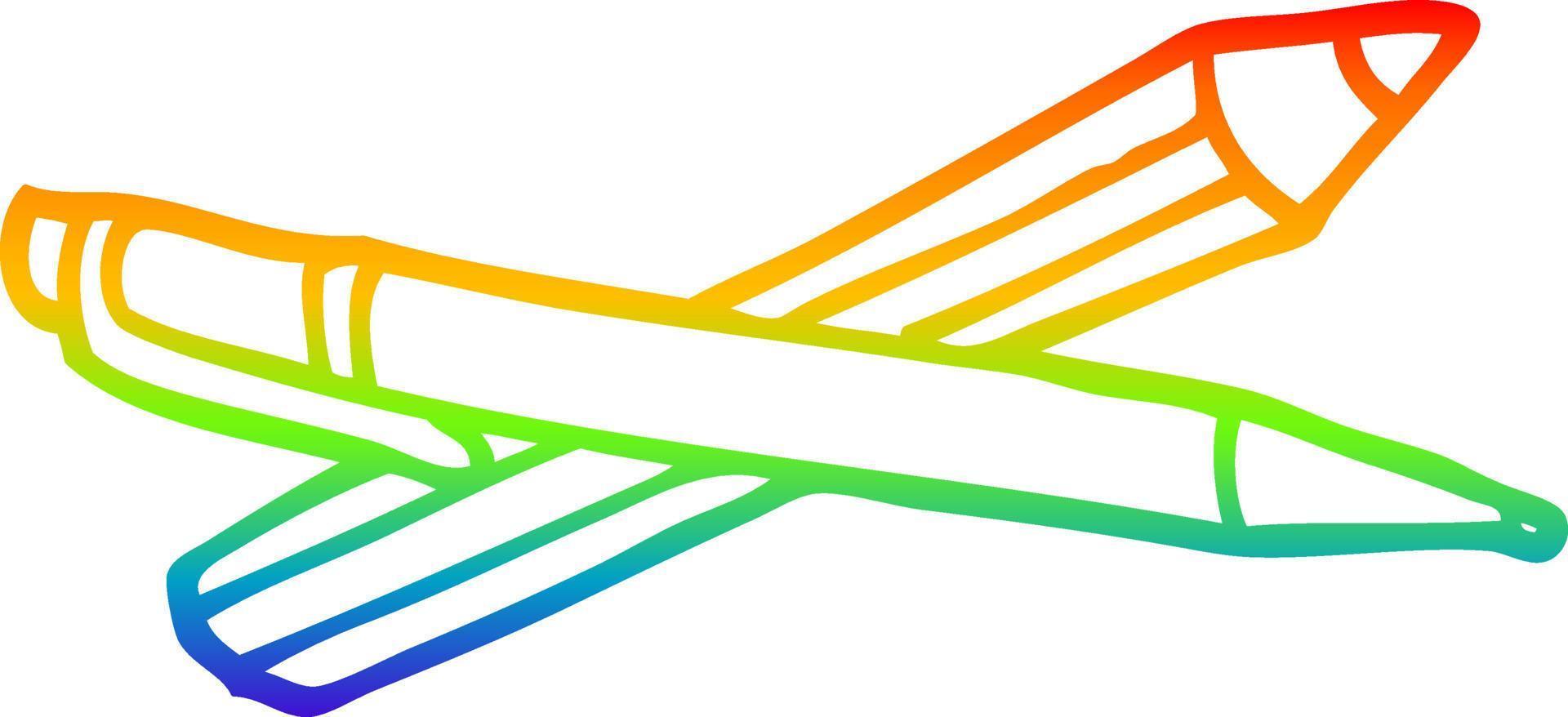 rainbow gradient line drawing cartoon pencil and pen vector
