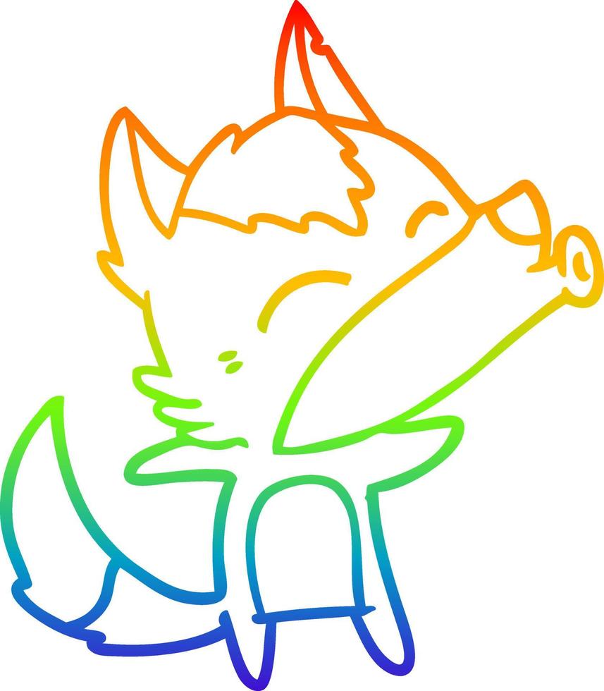 rainbow gradient line drawing cartoon howling wolf vector