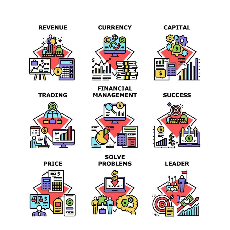 Finance Revenue Set Icons Vector Illustrations