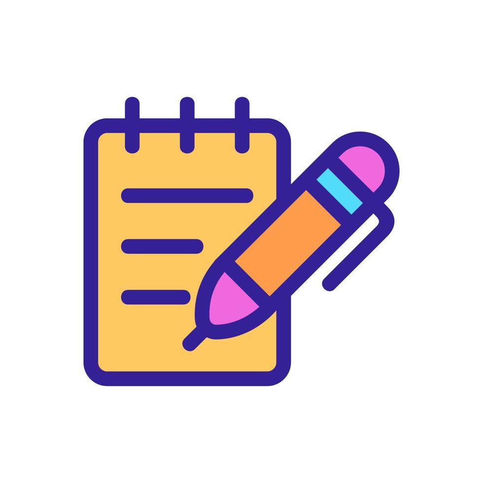 notepad and pen vector icon. Isolated contour symbol illustration