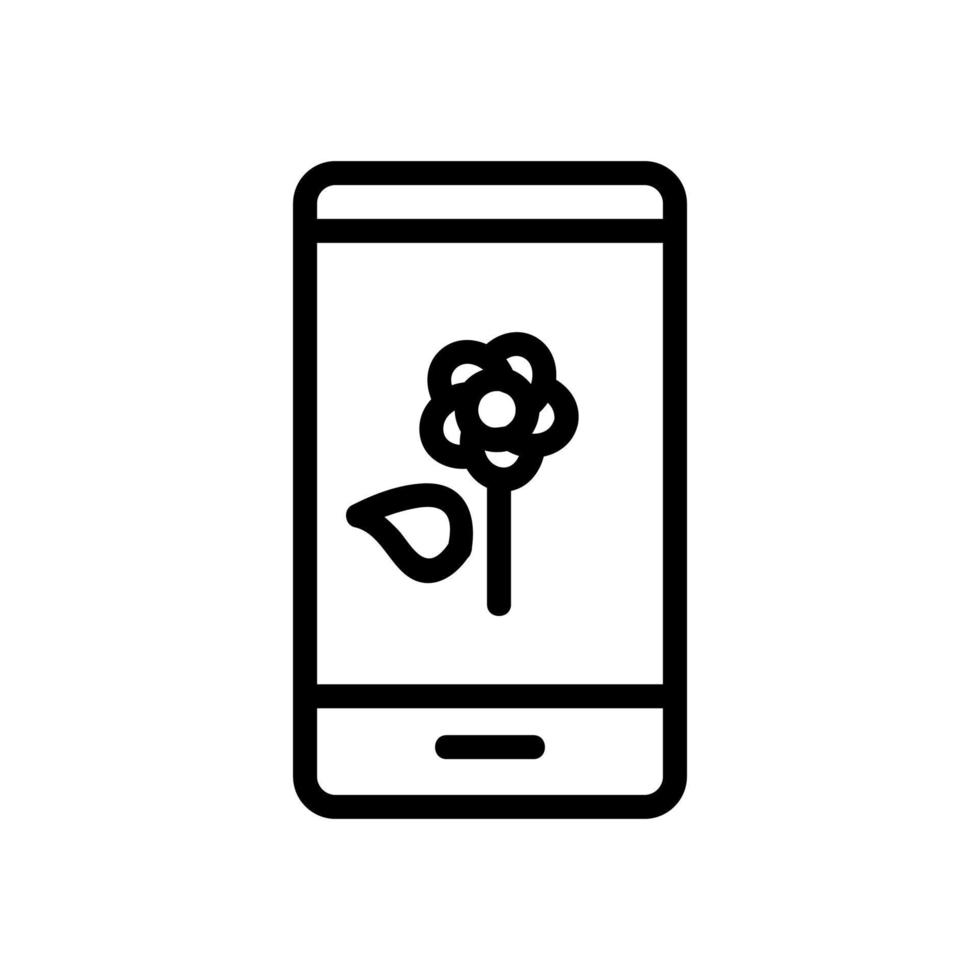 ilustración de contorno de vector de icono de aplicación de teléfono de tienda de flores