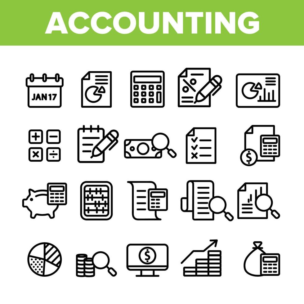 Collection Accounting Elements Vector Icons Set