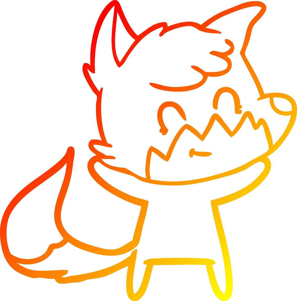 warm gradient line drawing cartoon friendly fox vector