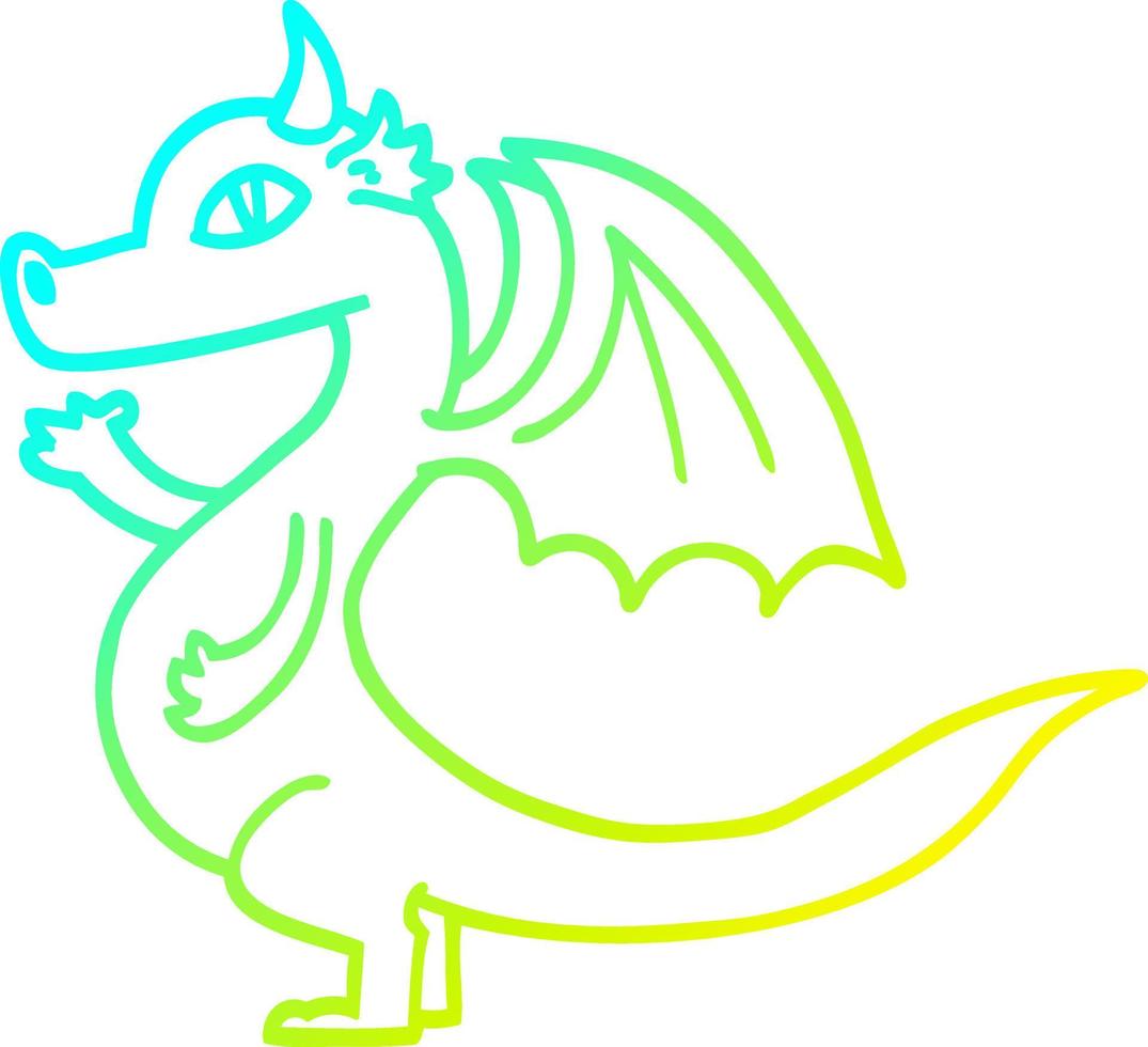 cold gradient line drawing cute cartoon dragon vector