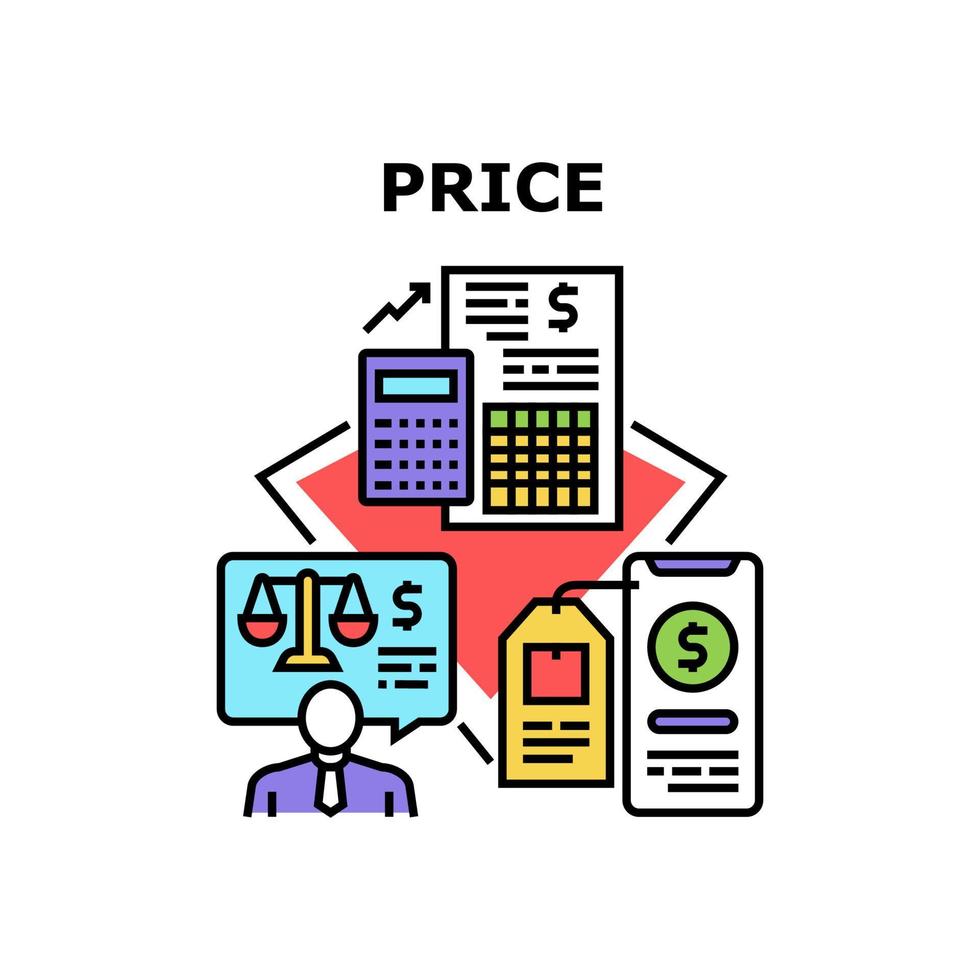 ilustración de color de concepto de vector de bienes de precio