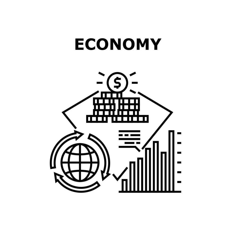 Economy Finance Vector Concept Black Illustration