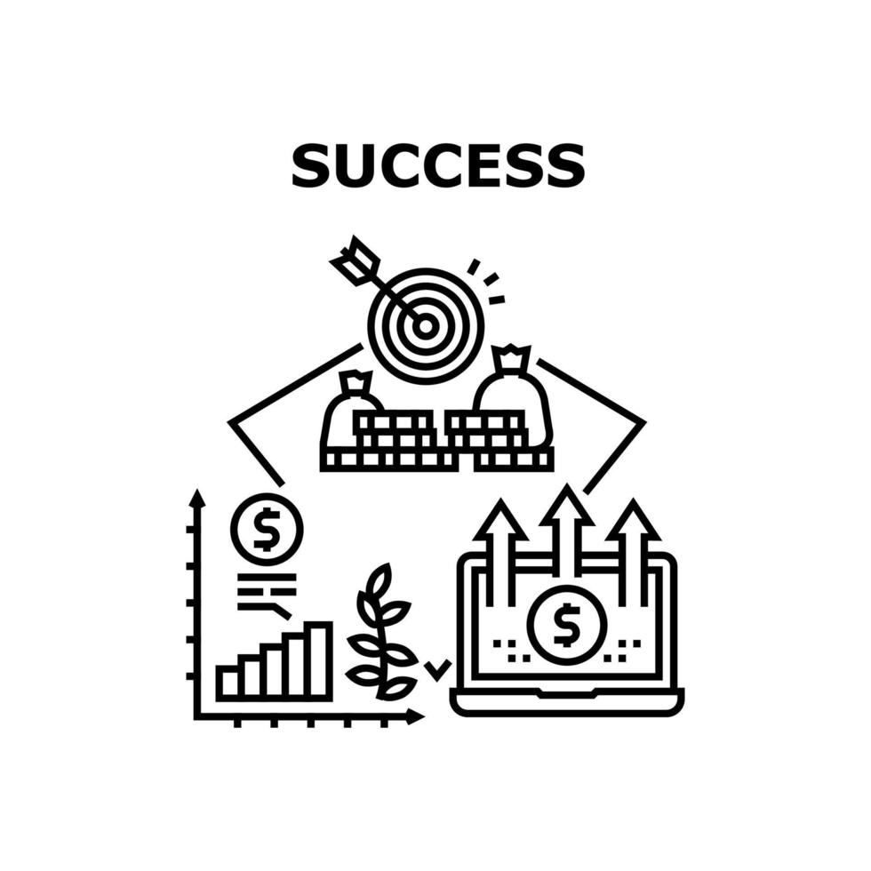 Success Economic Vector Concept Black Illustration