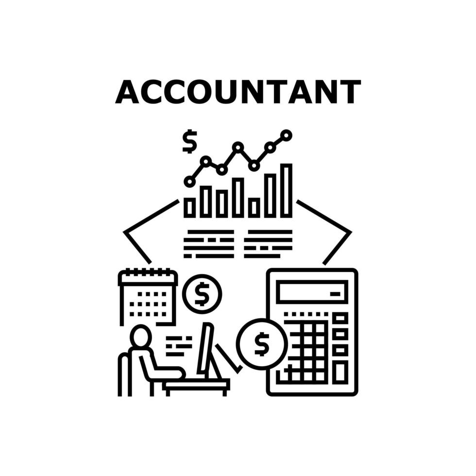 Accountant Job Vector Concept Black Illustration