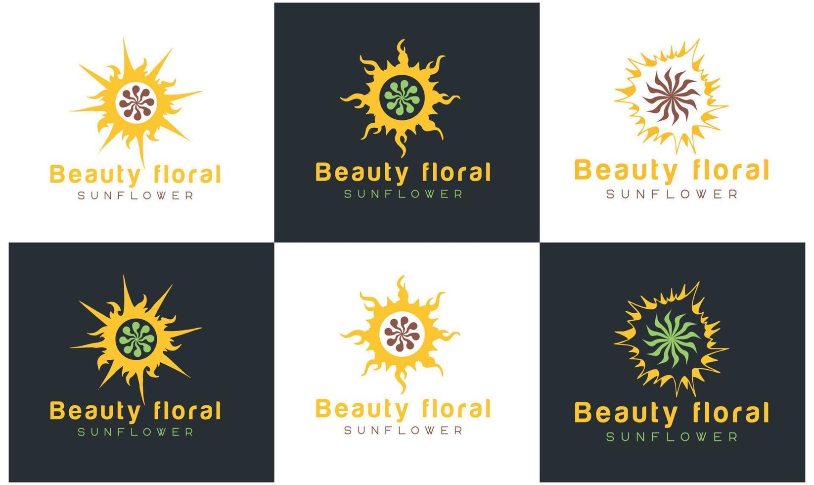 Sunflower logo, sun rays business logo design vector template