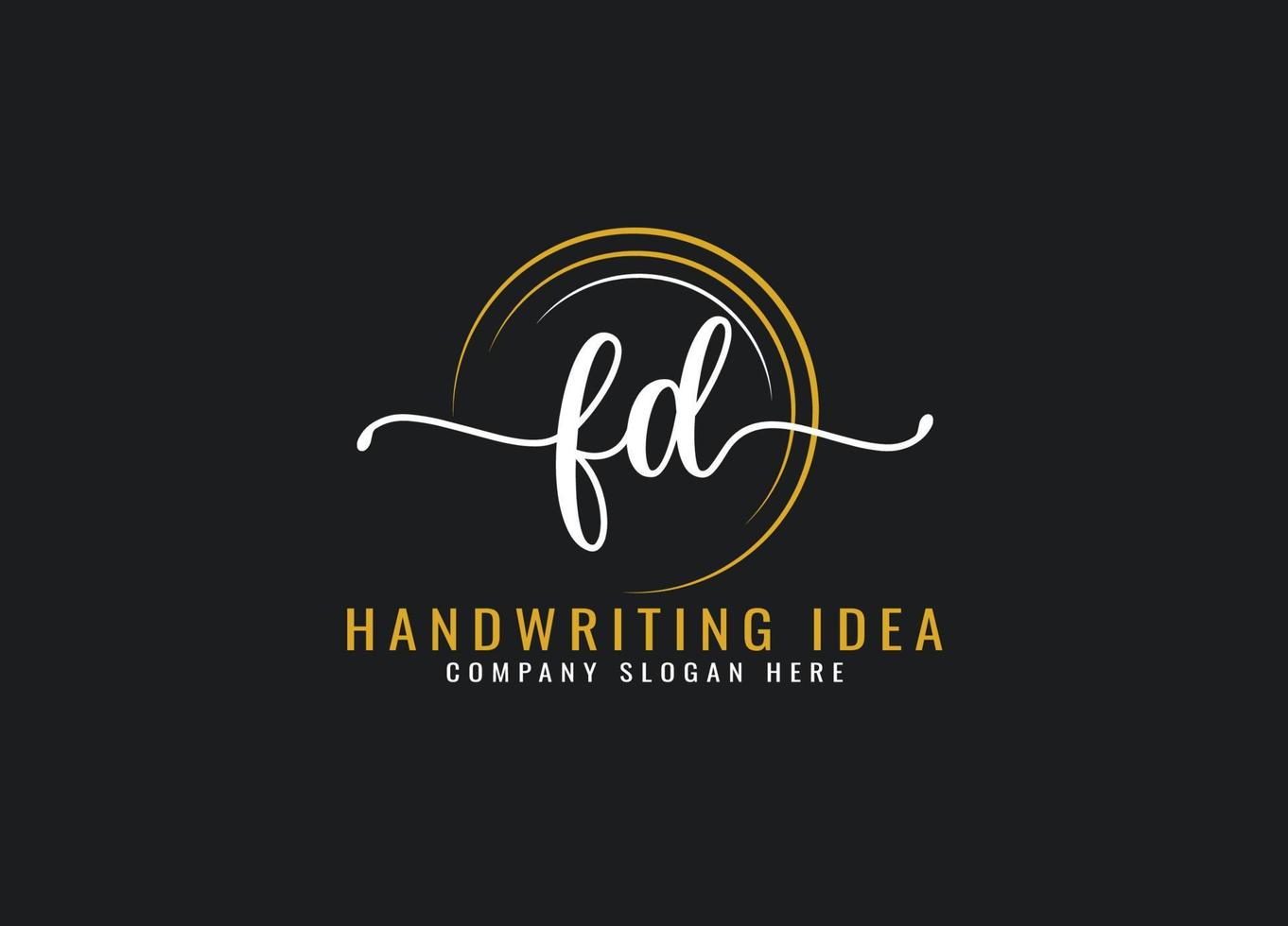 Initial F D letter handwriting logo Design vector