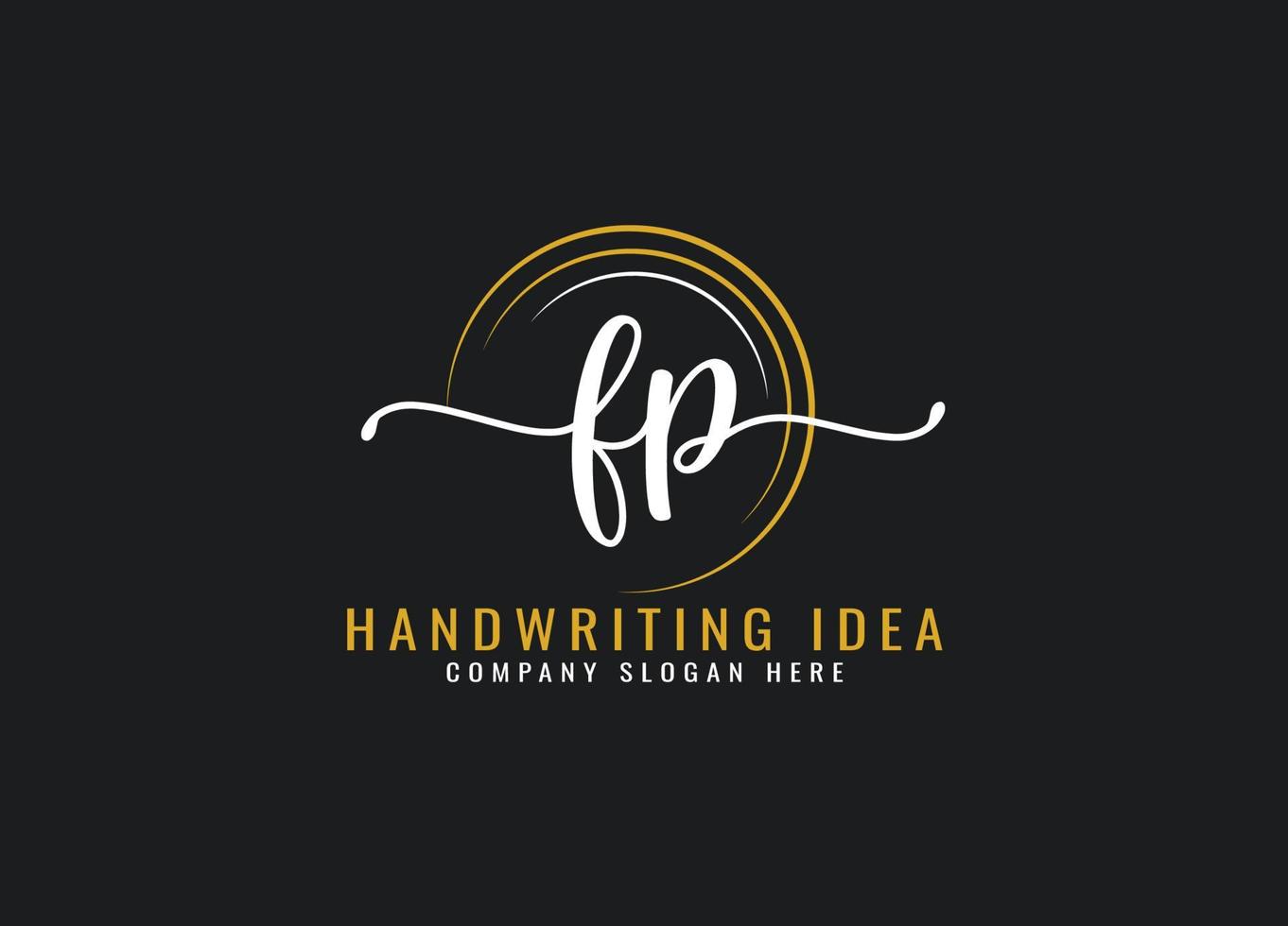 diseño inicial del logotipo de escritura a mano de la letra fp vector
