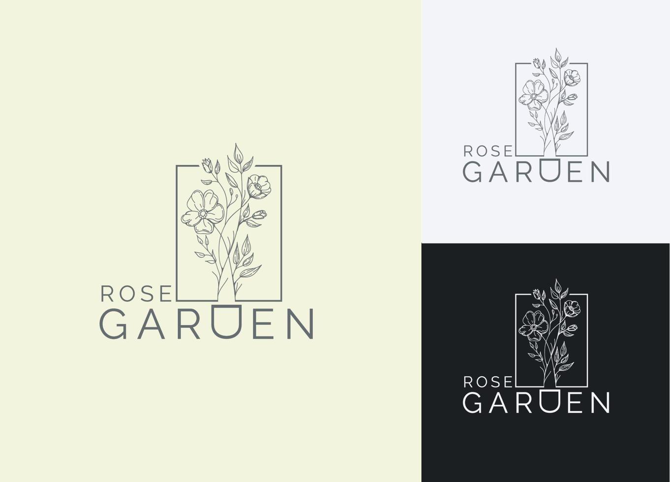Minimalist Floral logo design template vector