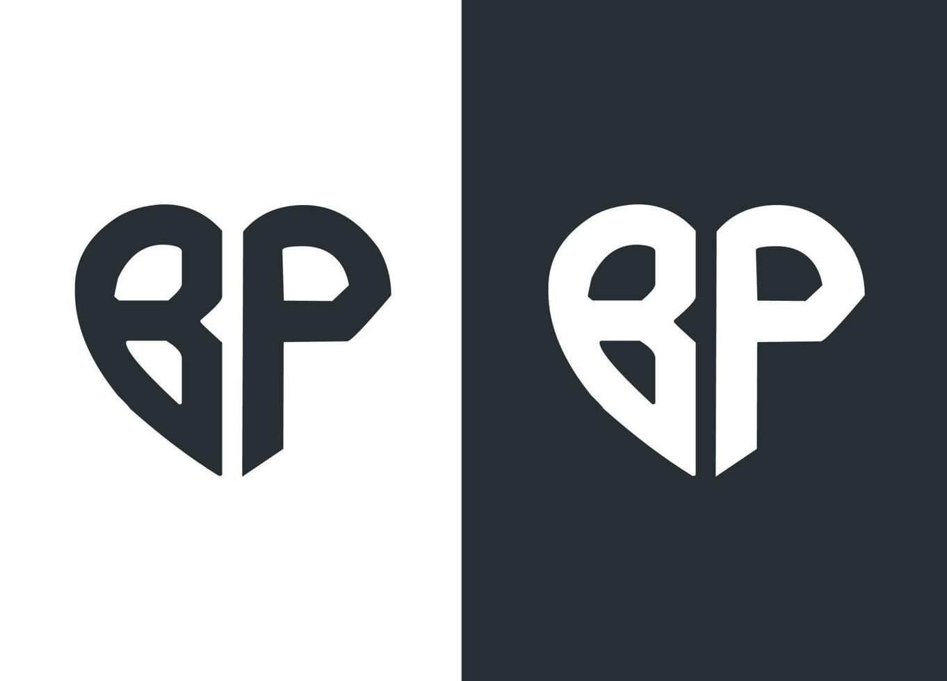 plantilla de vector de diseño de logotipo de estilo de corazón de monograma bp