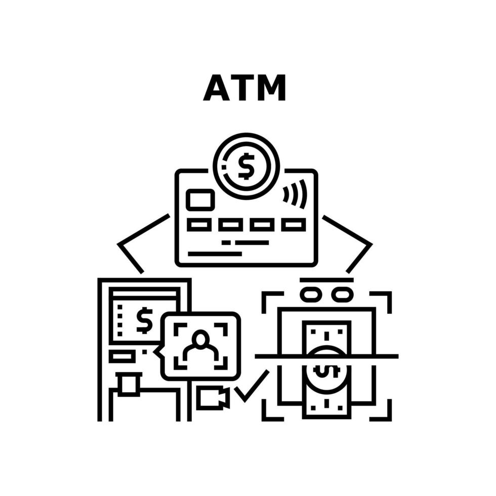 concepto de máquina bancaria atm ilustración negra vector