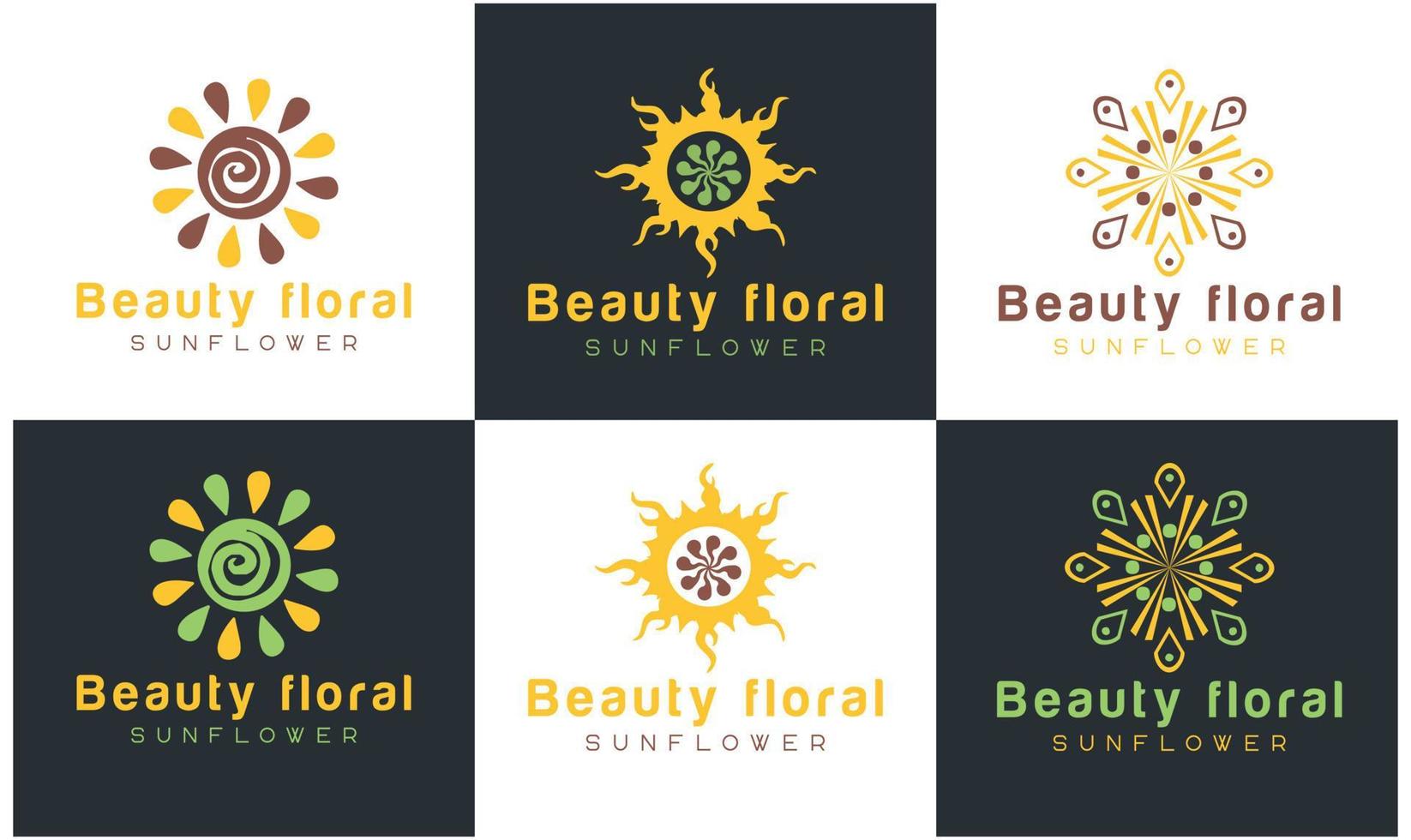 logotipo de girasol, plantilla de vector de diseño de logotipo de empresa de rayos solares