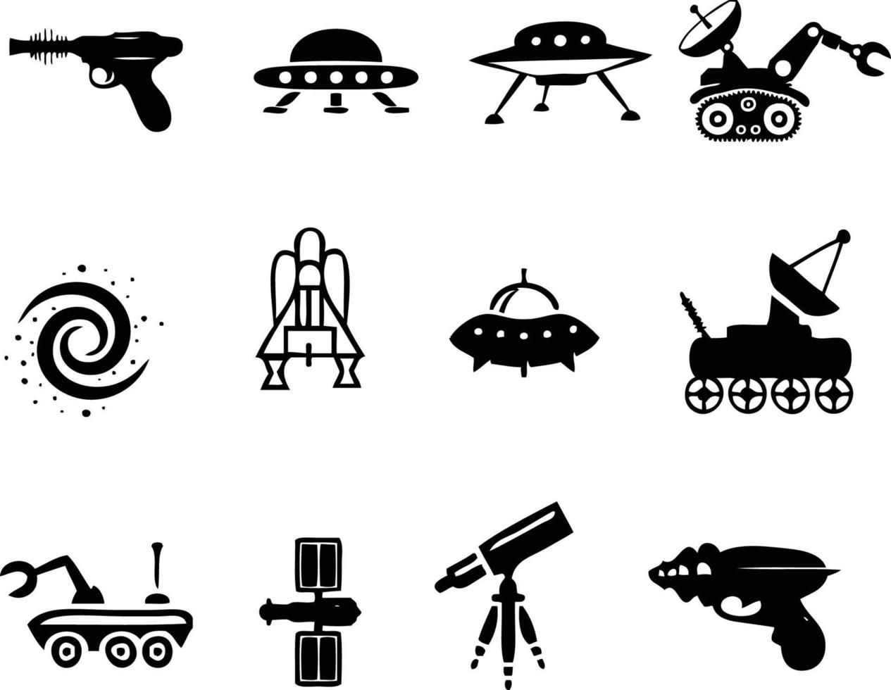 set of Space icon vector silhouette