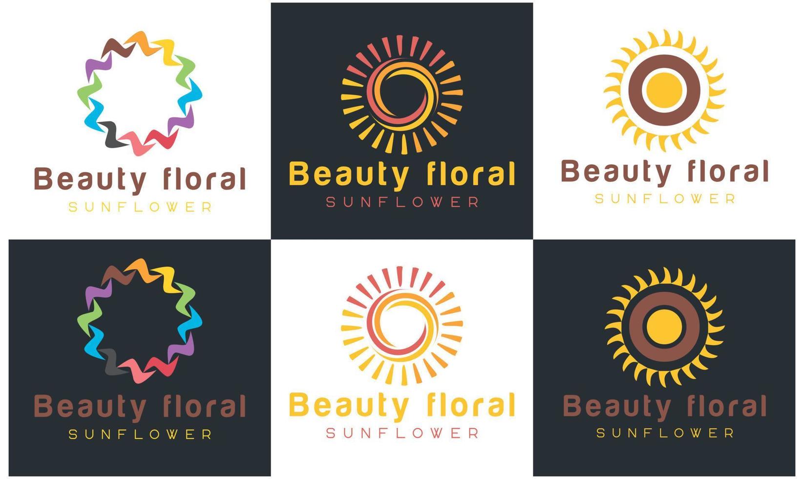 logotipo de girasol, plantilla de vector de diseño de logotipo de empresa de rayos solares