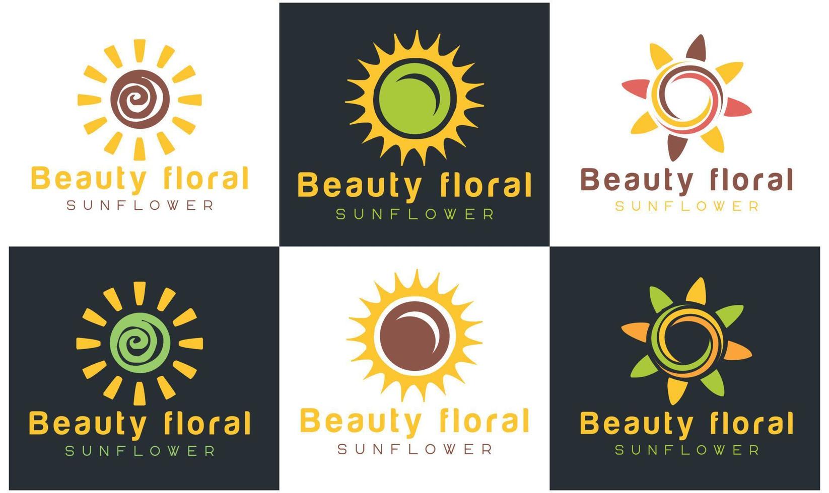 logotipo de girasol, plantilla de vector de diseño de logotipo de empresa de rayos solares