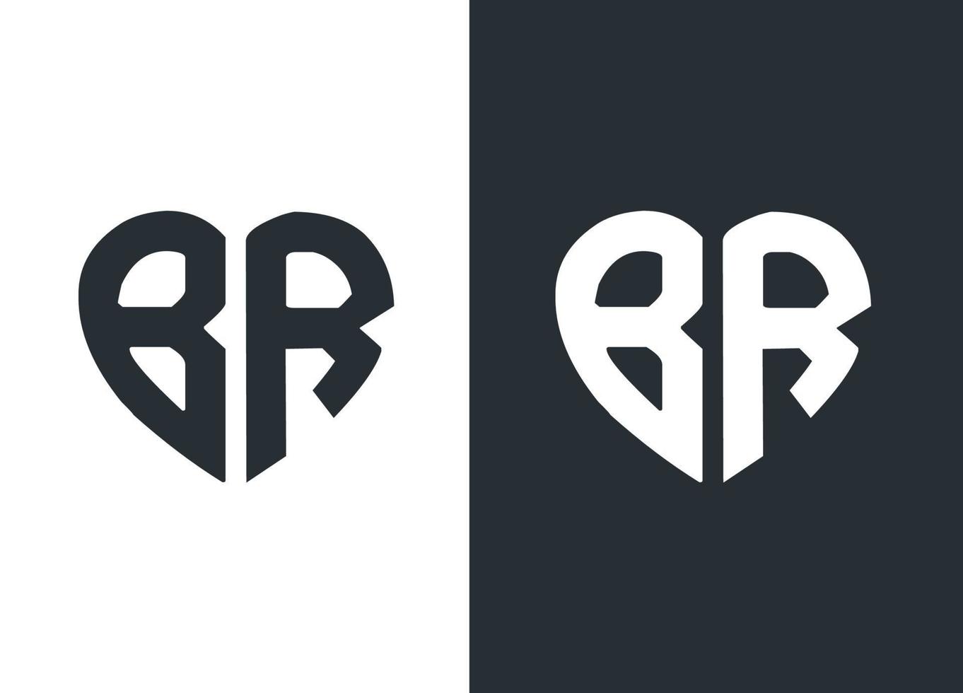 Monogram B R Heart style logo desing vector template