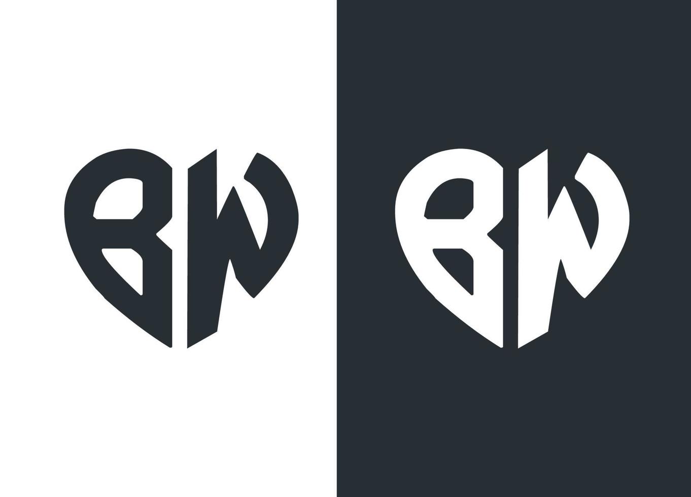 plantilla de vector de diseño de logotipo de estilo de corazón de monograma bw