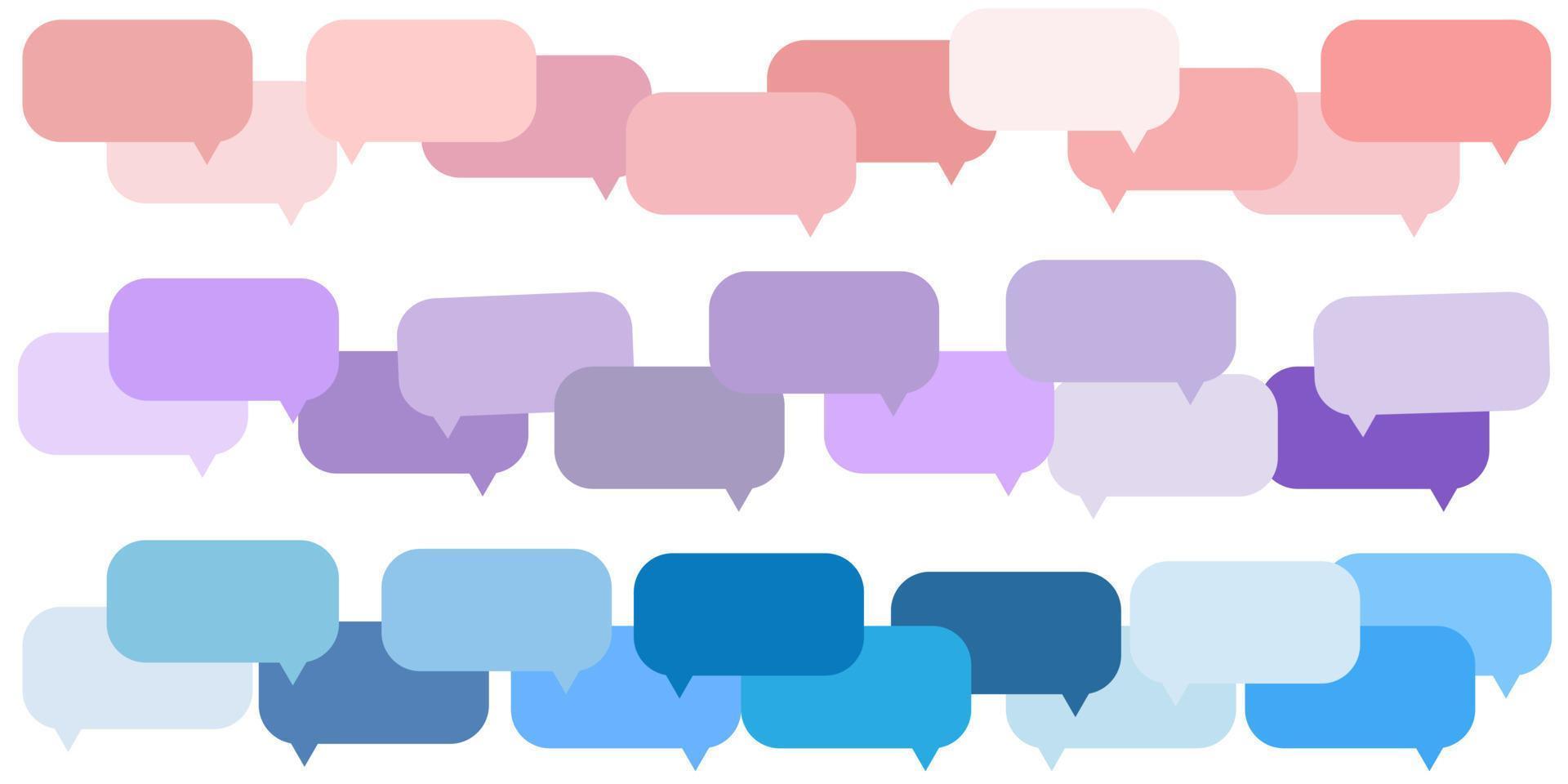 set of blank colorful square speech bubble, chatbox, conversation box, speaking balloon, thinking balloon, thought bubble vector