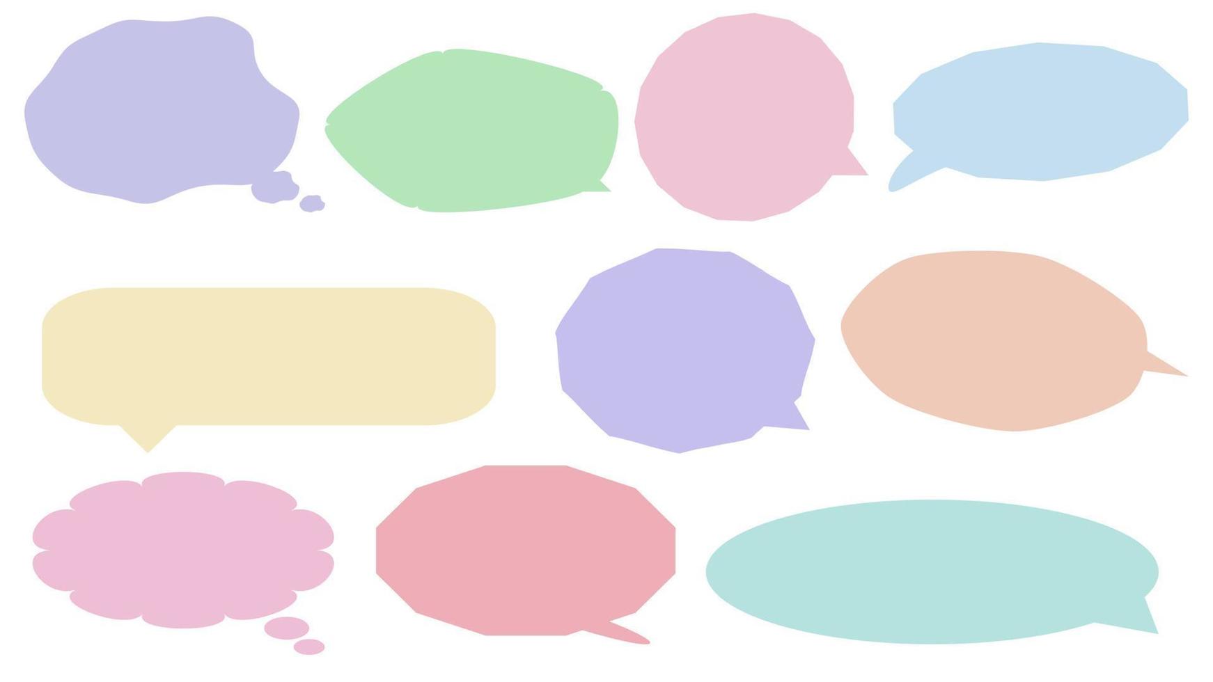 set of abstract blank pastel speech bubble, message box, conversation box, chat box, speaking balloon vector