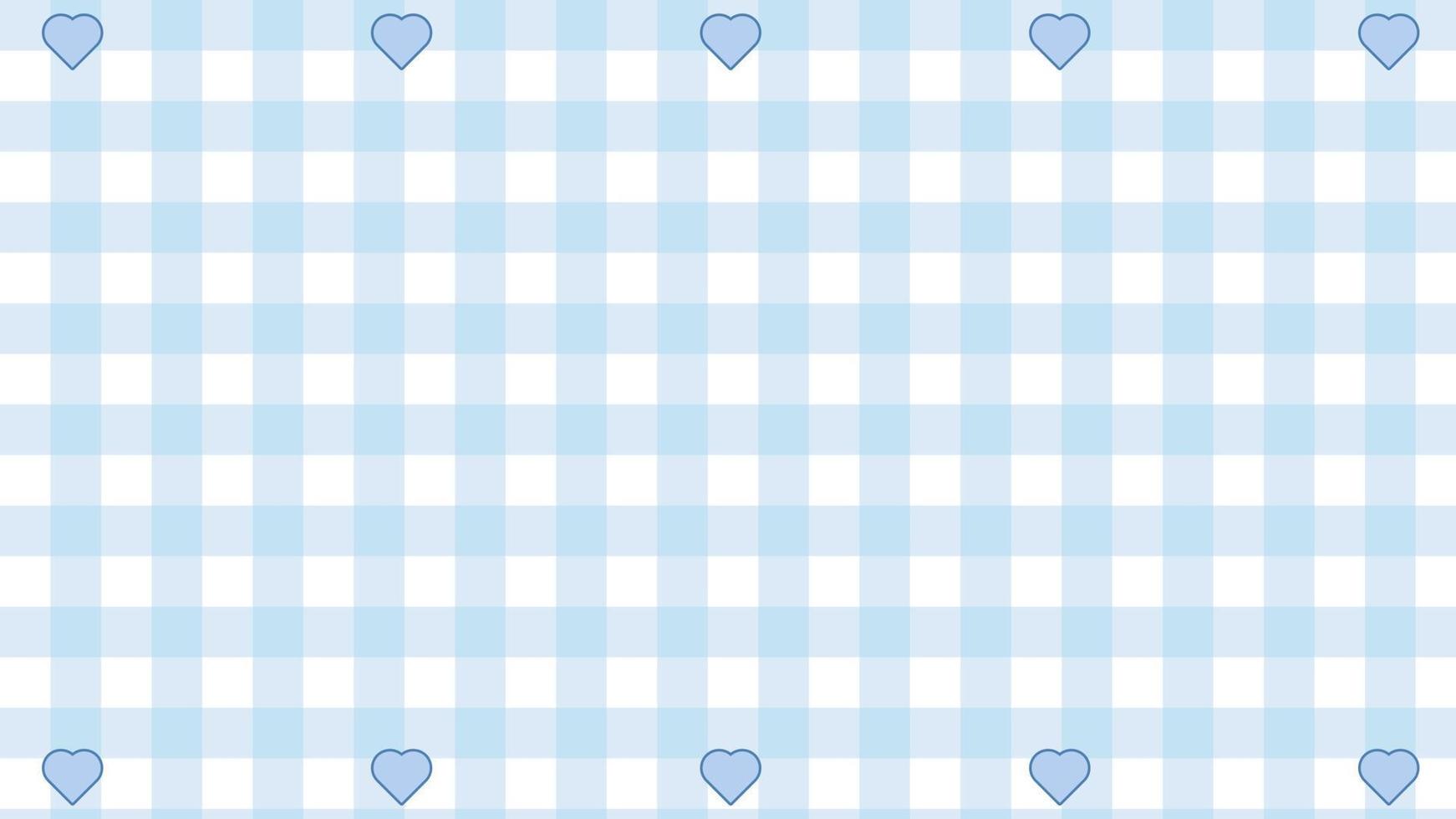 lindo azul gingham, plaid, patrón a cuadros con fondo de corazón, perfecto para papel tapiz, telón de fondo, postal, fondo vector